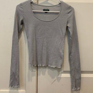 Ribbed Baby Blue Lettuce Crop Top